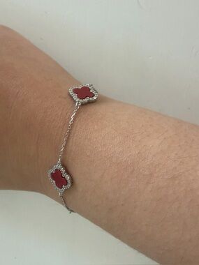 Rachel zoe ruby red clover bracelet